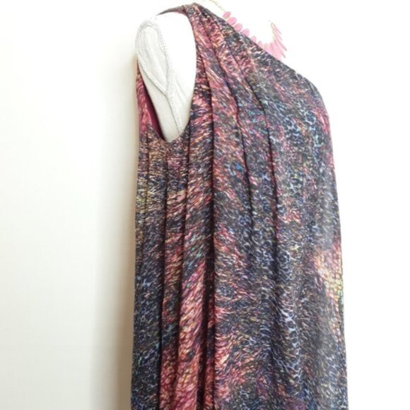 Cache Celestial Multi Color One Shoulder Dress EUC sz 12 - Picture 2 of 9